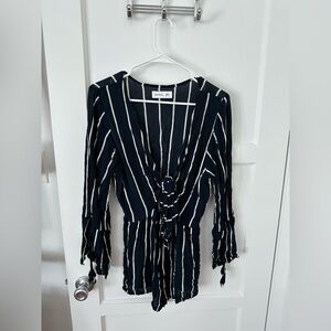 Faithfull the Brand Navy and White Striped Top